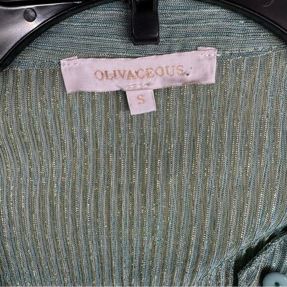 OLIVACEOUS Turquoise Metallic Long Sleeve Dress Women Size Small - Picture 6 of 6